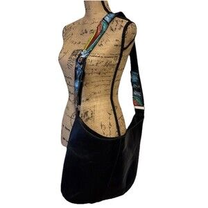 Katie Kelsi Leather Purse Black With Painted Strap Removable Cowgirl  Western